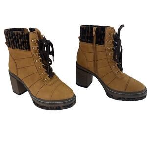 Cato Brown Faux Leather Leopard Print Heeled Platform Boots Women’s 9 Pre-Owned